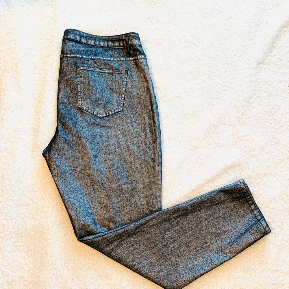 NWT Silver Black Metallic Skinny Jeans Grange - Picture 3 of 9